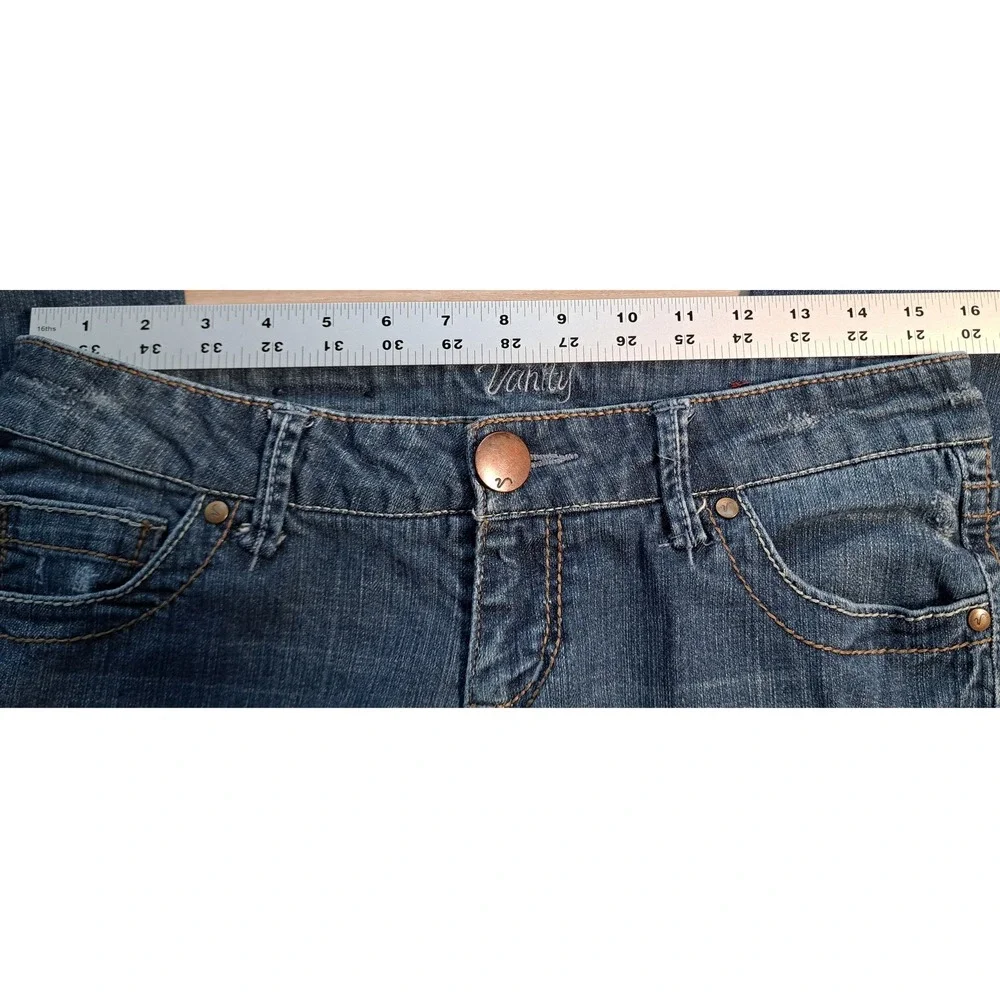 Vanity Bootcut Jeans Y2K Womens‎ 28x29 Medium Wash Distressed Low Rise Denim